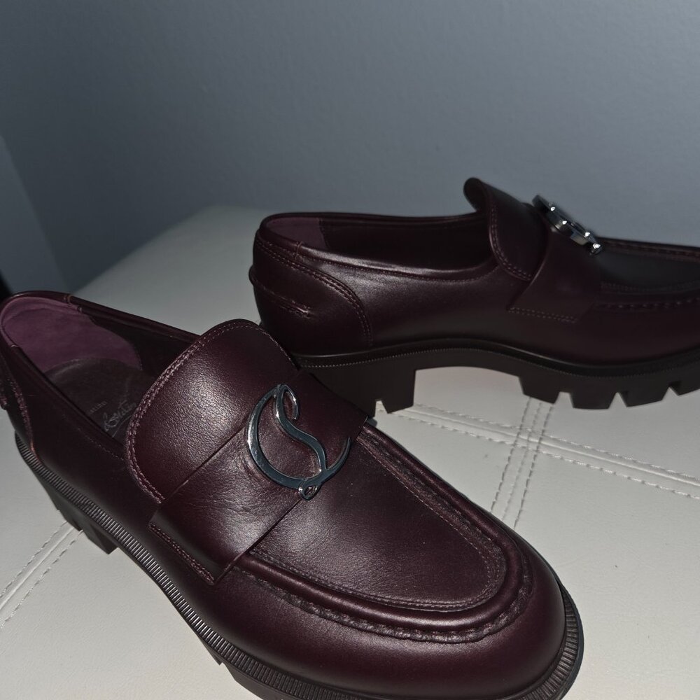 Christian Louboutin Moc Leather Women Merlot-Brown Loafers Size 36 - Picture 2 of 7